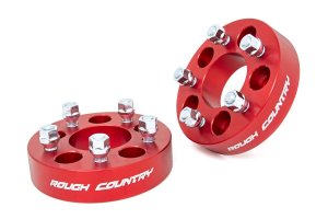Jeep Comanche Wheel Spacers (1.5 Inch) - Rough Country - 5x4.5, Made of 6061-T6 Aluminum - Red - '86-'92